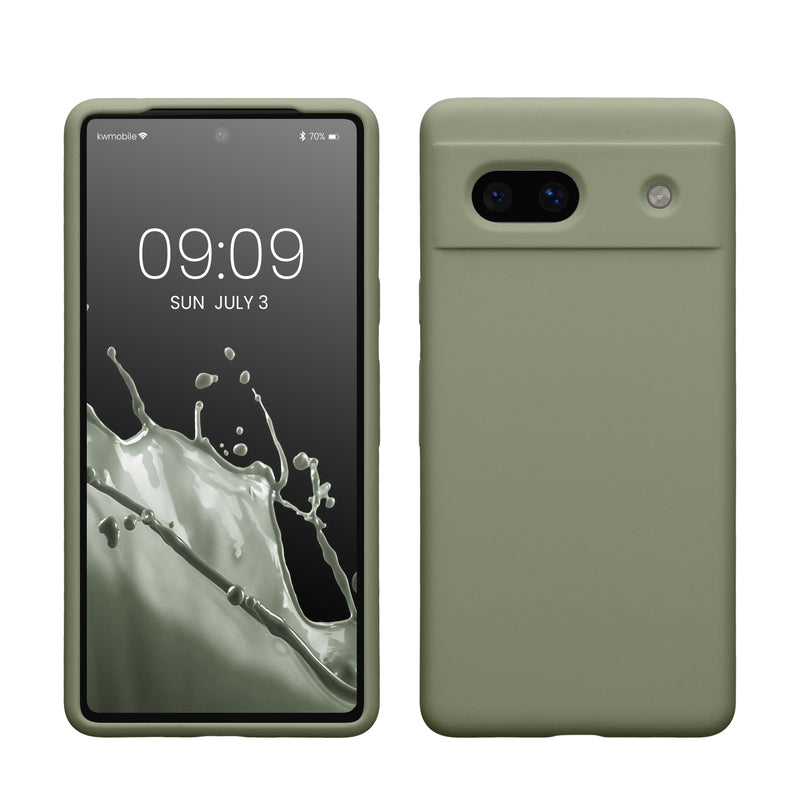 kwmobile Handyhülle für Google Pixel 7a Hülle, für Pixel 7a Case - Hülle Silikon - kabelloses Laden - Graugrün Graugrün  