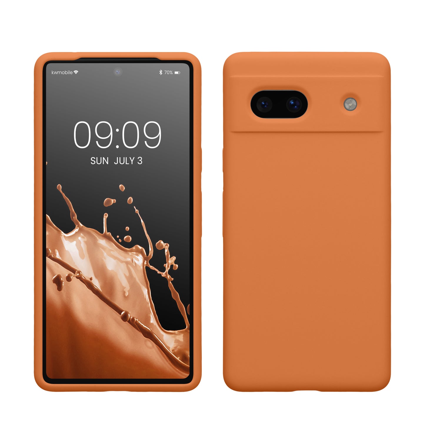 kwmobile Handyhülle für Google Pixel 7a Hülle, für Pixel 7a Case - Hülle Silikon - kabelloses Laden - Warme Aprikose Warme Aprikose  