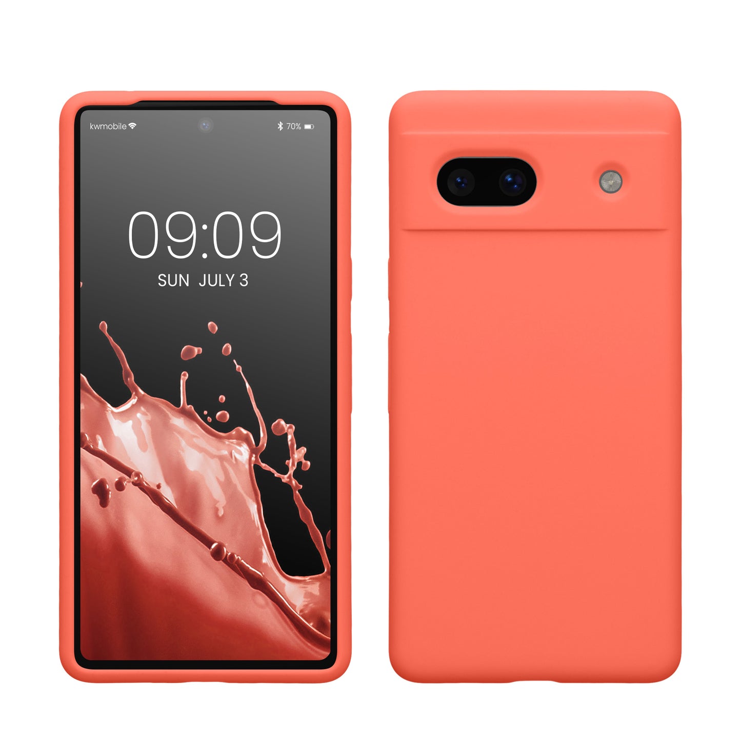 kwmobile Handyhülle für Google Pixel 7a Hülle, für Pixel 7a Case - Hülle Silikon - kabelloses Laden - Leuchtende Koralle Leuchtende Koralle  