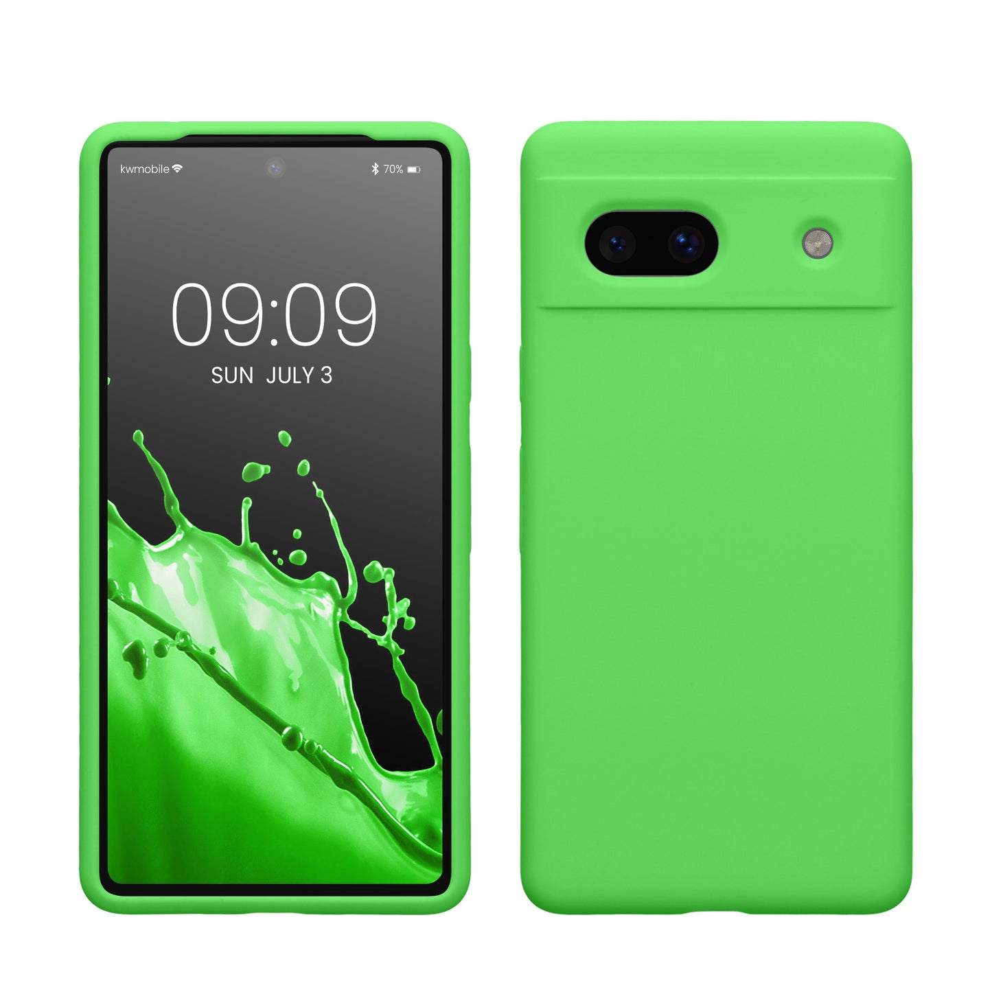 kwmobile Handyhülle für Google Pixel 7a Hülle, für Pixel 7a Case - Hülle Silikon - kabelloses Laden - Limettengrün Limettengrün  