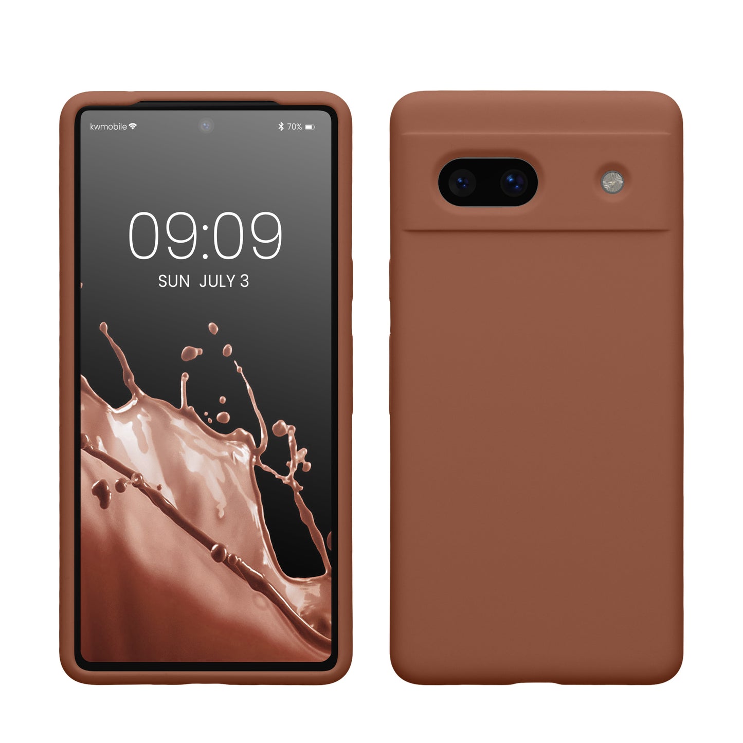 kwmobile Handyhülle für Google Pixel 7a Hülle, für Pixel 7a Case - Hülle Silikon - kabelloses Laden - Mokka Mokka  