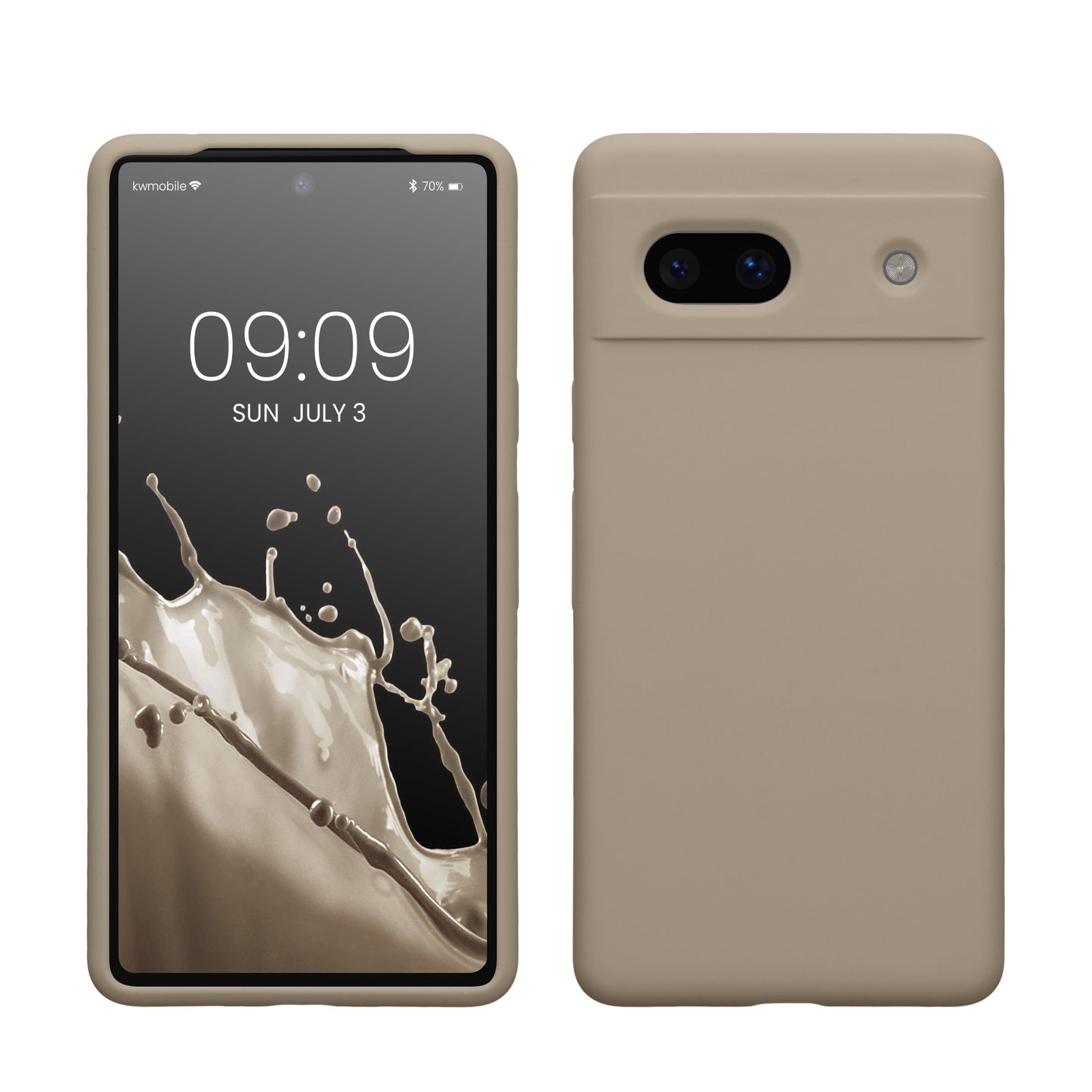 kwmobile Handyhülle für Google Pixel 7a Hülle, für Pixel 7a Case - Hülle Silikon - kabelloses Laden - Taupe Taupe  