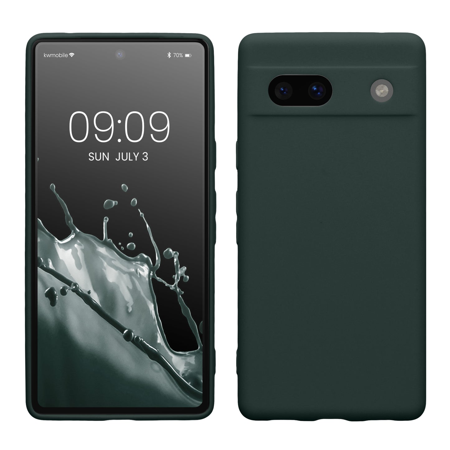 kwmobile Handyhülle kompatibel mit Google Pixel 7a Hülle - Handy Case aus weichem Silikon in Moosgrün Moosgrün  