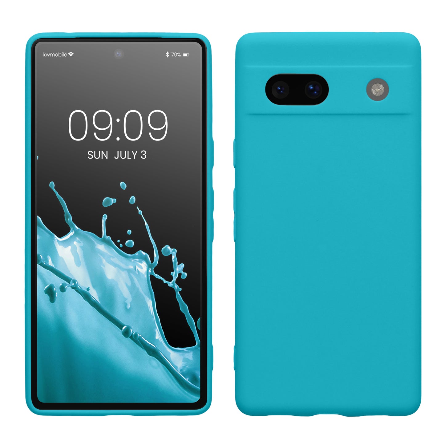 kwmobile Handyhülle kompatibel mit Google Pixel 7a Hülle - Handy Case aus weichem Silikon in Cool Glacier Cool Glacier  