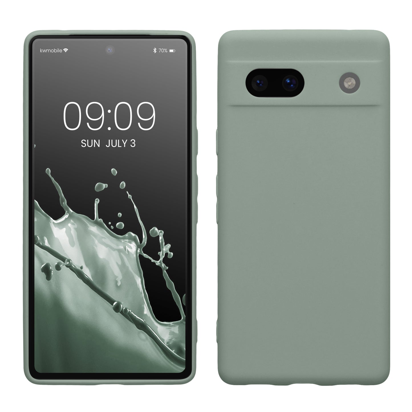 kwmobile Handyhülle kompatibel mit Google Pixel 7a Hülle - Handy Case aus weichem Silikon in Rainwashed Grün Rainwashed Grün  