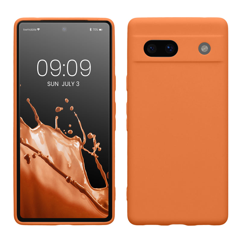 kwmobile Handyhülle kompatibel mit Google Pixel 7a Hülle - Handy Case aus weichem Silikon in Warme Aprikose Warme Aprikose  