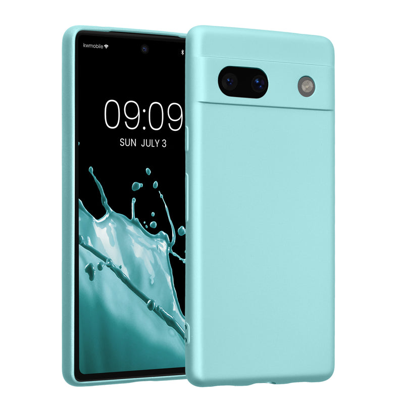 kwmobile Handyhülle kompatibel mit Google Pixel 7a Hülle - weiche Silikon Case metallisch schimmernd in Metallic Mintgrün Metallic Mintgrün  