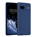 kwmobile Handyhülle kompatibel mit Google Pixel 7a Hülle - weiche Silikon Case metallisch schimmernd in Metallic Blau Metallic Blau  