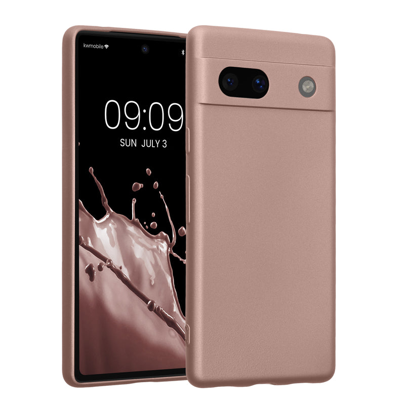 kwmobile Handyhülle kompatibel mit Google Pixel 7a Hülle - weiche Silikon Case metallisch schimmernd in Metallic Arctic Berry Metallic Arctic Berry  