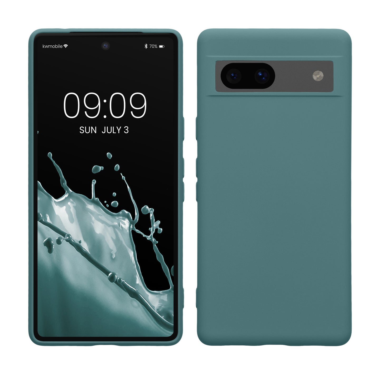 kwmobile Hülle kompatibel mit Google Pixel 7a Hülle - gummierte TPU Silikon Handyhülle - Schutzhülle für kabelloses Laden - Case in Arctic Night Arctic Night  