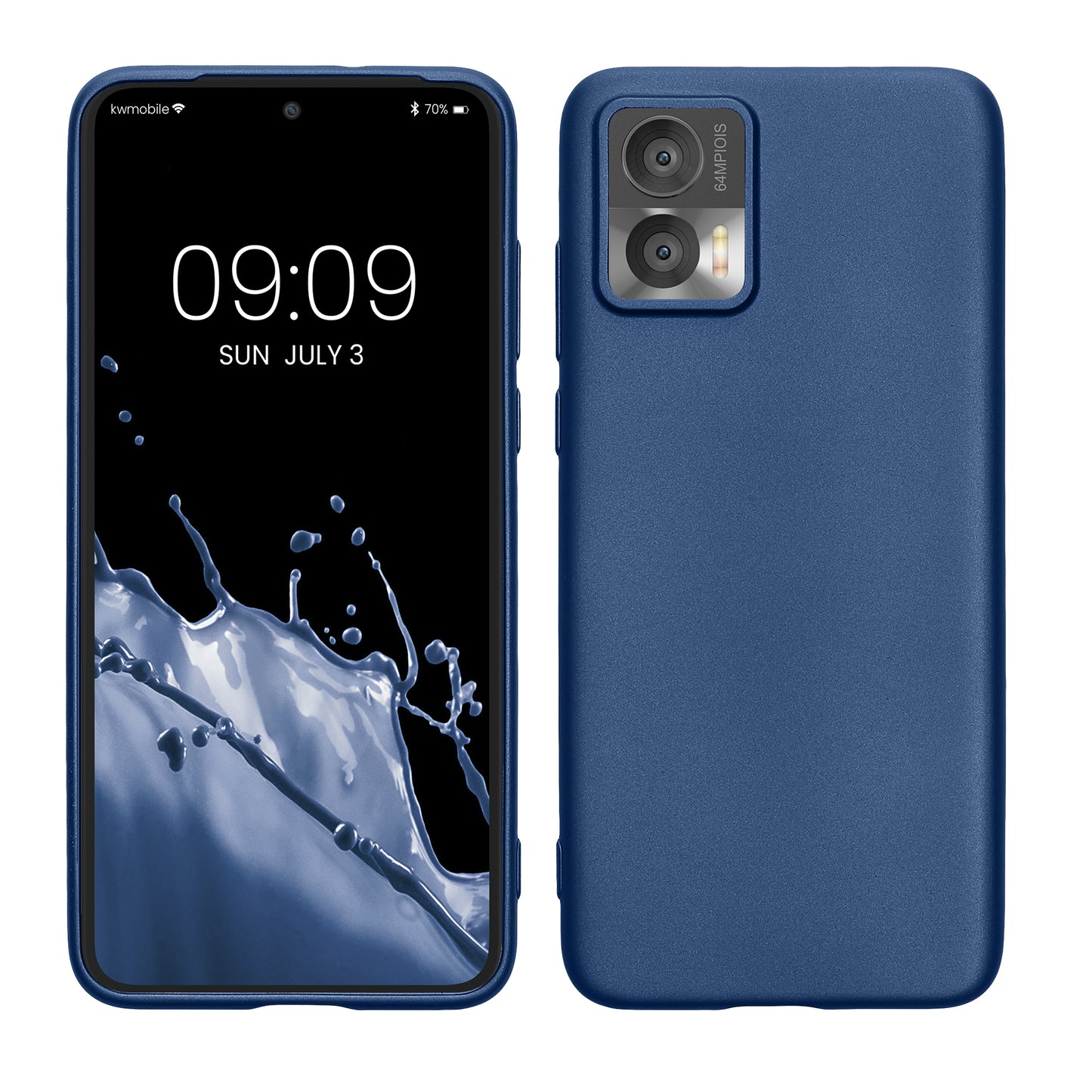 kwmobile Case kompatibel mit Motorola Edge 30 Neo Hülle - Schutzhülle aus Silikon metallisch schimmernd - Handyhülle Metallic Blau Metallic Blau  