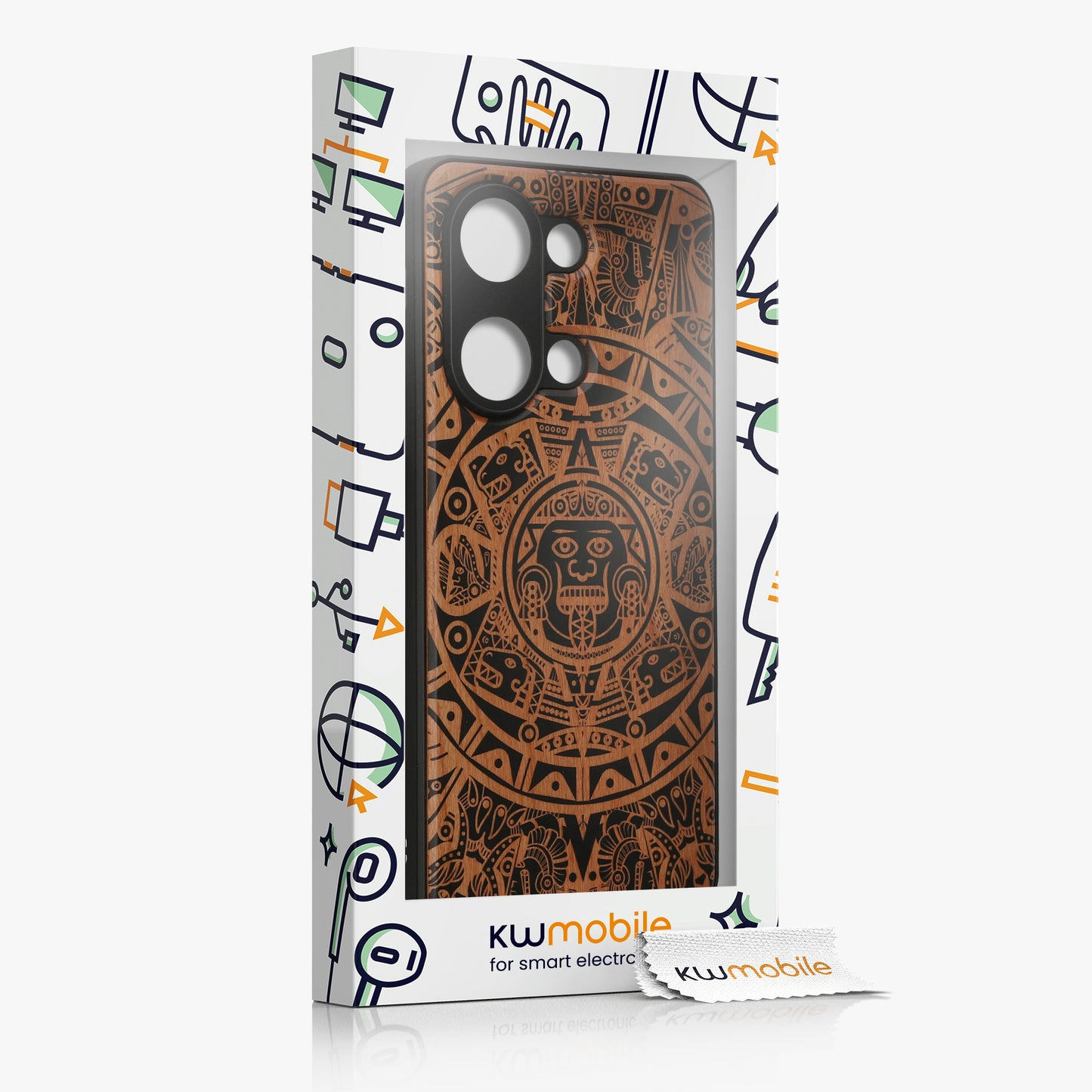 kwmobile Hülle kompatibel mit OnePlus Nord 3 5G Handy Cover TPU Handyhülle Schwarz Maya Kalender Art