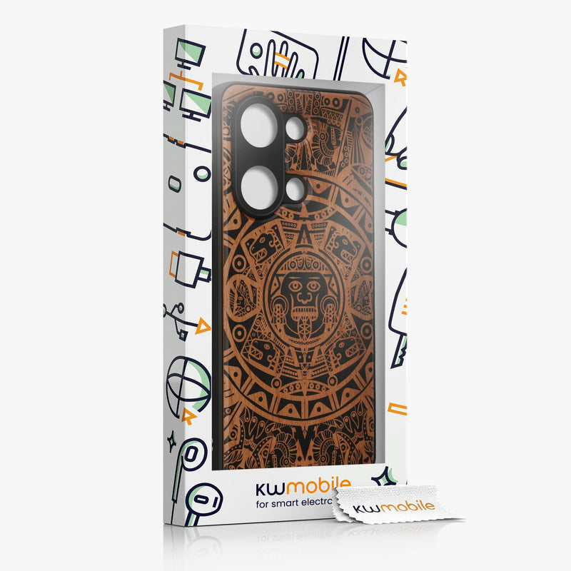 kwmobile Hülle kompatibel mit OnePlus Nord 3 5G Handy Cover TPU Handyhülle Schwarz Maya Kalender Art