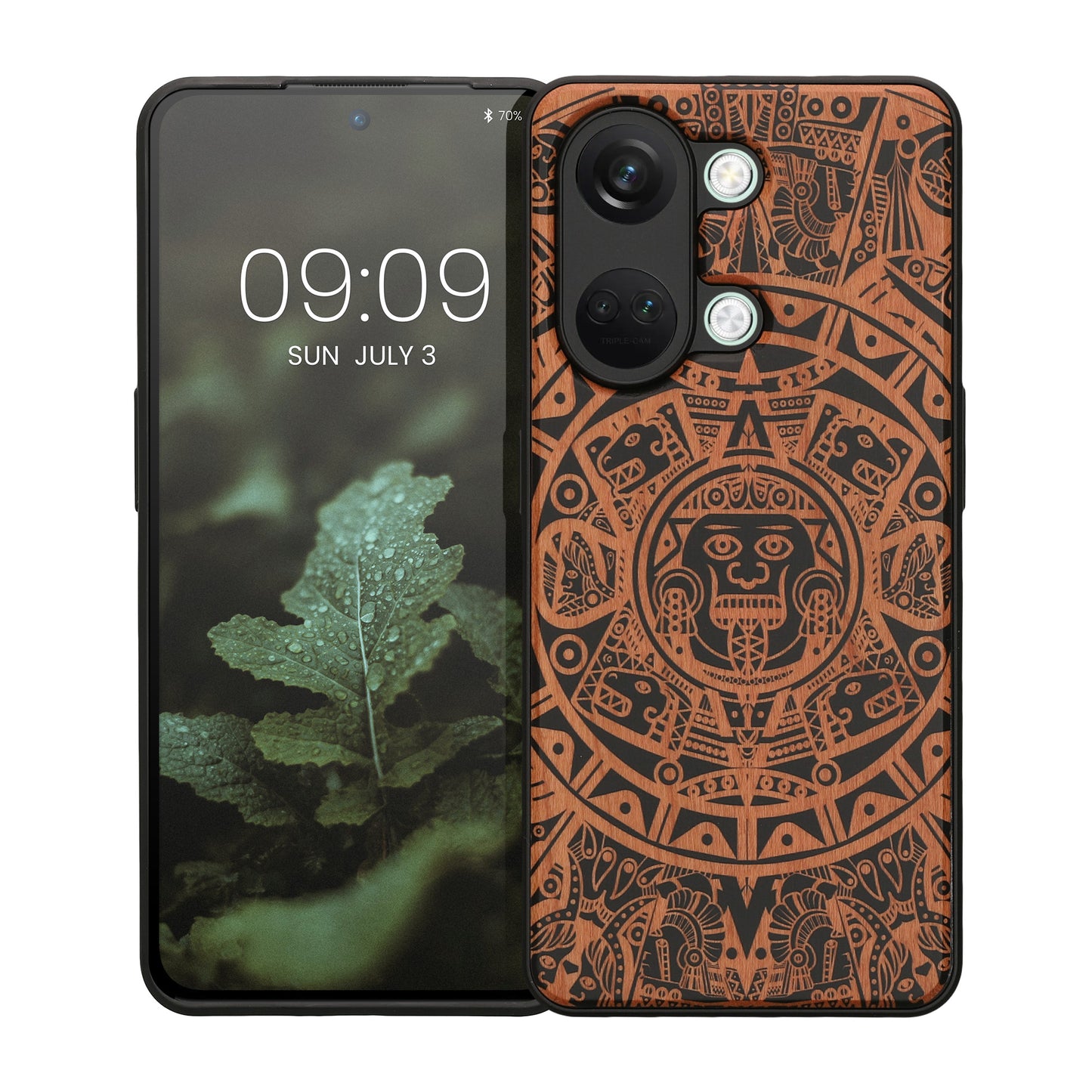 kwmobile Hülle kompatibel mit OnePlus Nord 3 5G Handy Cover TPU Handyhülle Schwarz Maya Kalender Art