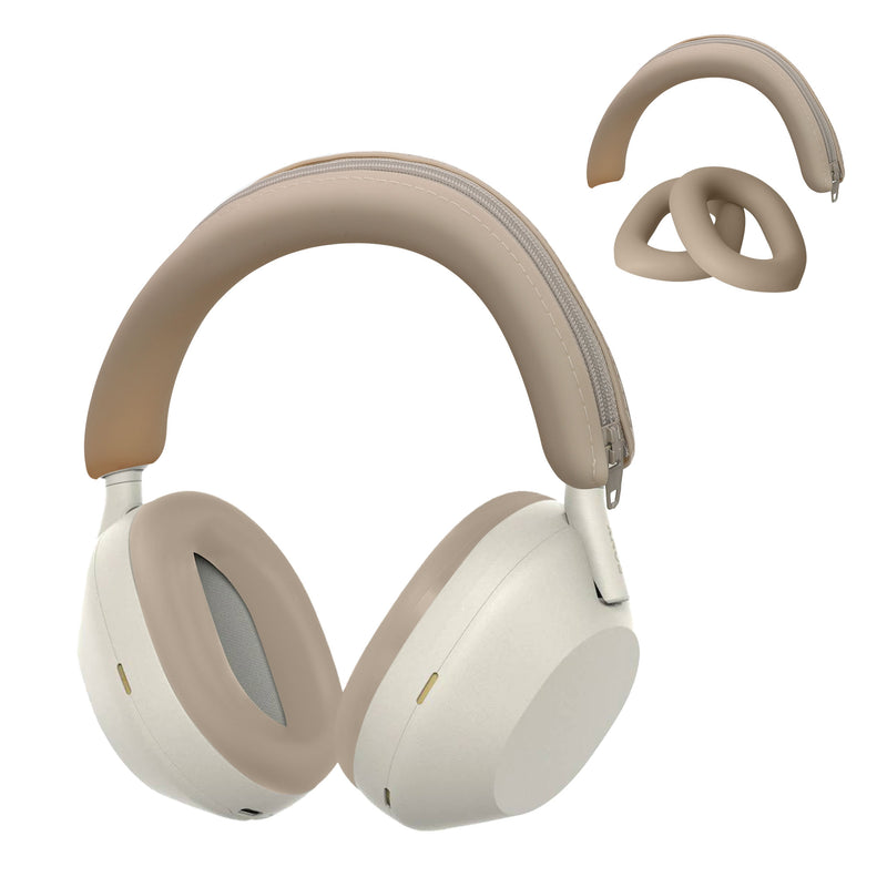 kwmobile Kopfband Abdeckung Ohrpolster Set kompatibel mit Sony WH-1000XM5 - Headband Case - Kopfhörer Ersatz Polster - Schutz in Beige Beige  