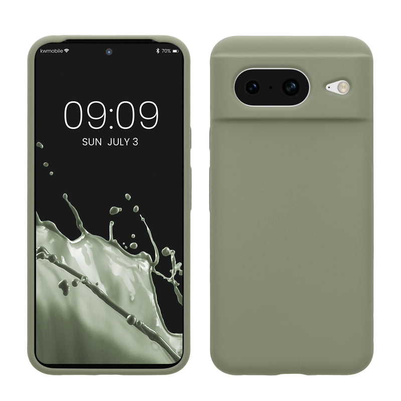 kwmobile Handyhülle für Google Pixel 8 Hülle, für Pixel 8 Case - Hülle Silikon - kabelloses Laden - Graugrün Graugrün  