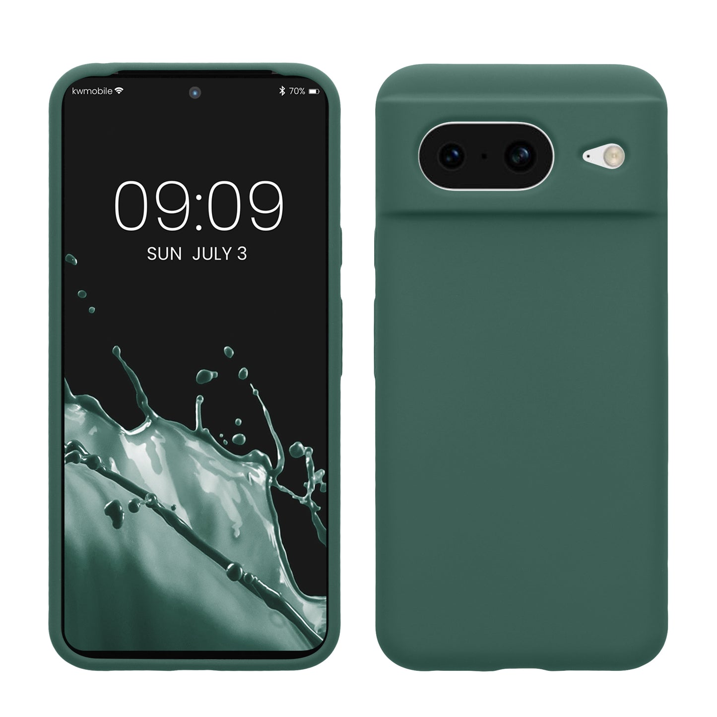 kwmobile Handyhülle für Google Pixel 8 Hülle, für Pixel 8 Case - Hülle Silikon - kabelloses Laden - Tannengrün Tannengrün  