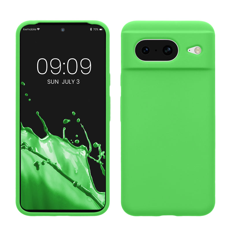 kwmobile Handyhülle für Google Pixel 8 Hülle, für Pixel 8 Case - Hülle Silikon - kabelloses Laden - Limettengrün Limettengrün  