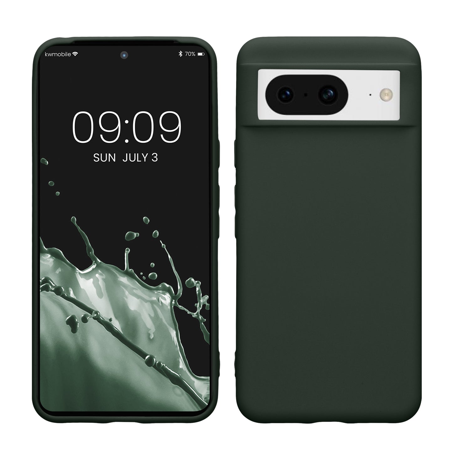 kwmobile Hülle kompatibel mit Google Pixel 8 Hülle - weiches TPU Silikon Case - Cover geeignet für kabelloses Laden - Moosgrün Moosgrün  