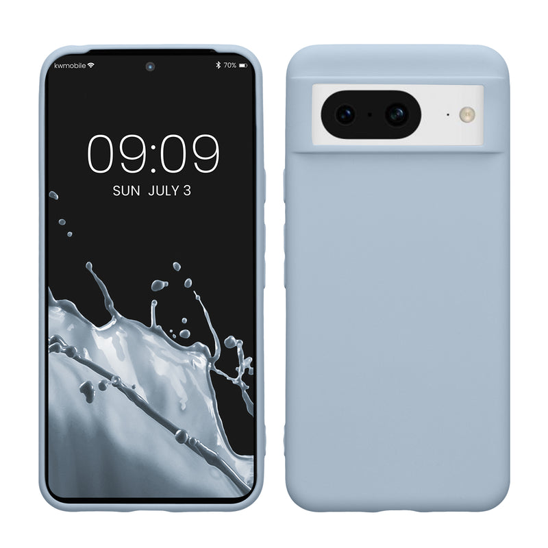 kwmobile Hülle kompatibel mit Google Pixel 8 Hülle - weiches TPU Silikon Case - Cover geeignet für kabelloses Laden - Hellblau matt Hellblau matt  