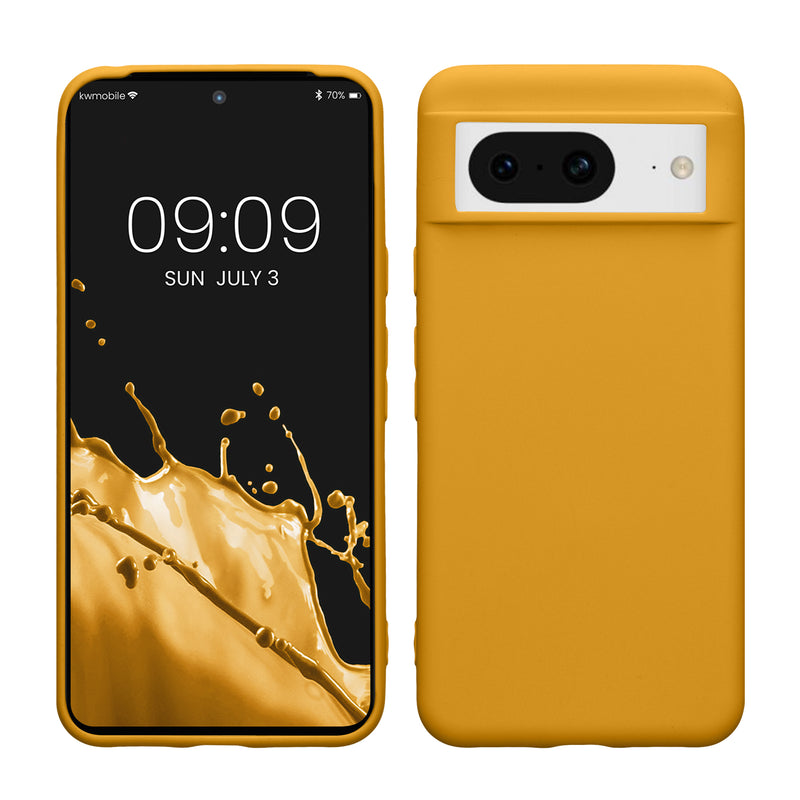 kwmobile Hülle kompatibel mit Google Pixel 8 Hülle - weiches TPU Silikon Case - Cover geeignet für kabelloses Laden - Honiggelb Honiggelb  
