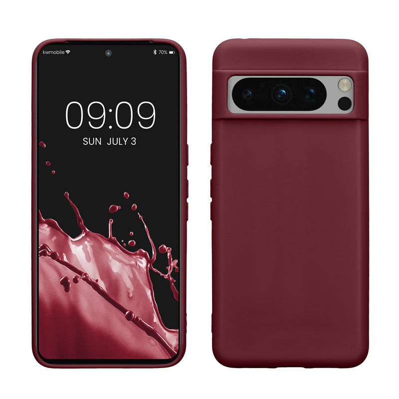 kwmobile Hülle kompatibel mit Google Pixel 8 Pro Hülle - weiches TPU Silikon Case - Cover geeignet für kabelloses Laden - Bordeaux Violett Bordeaux Violett  