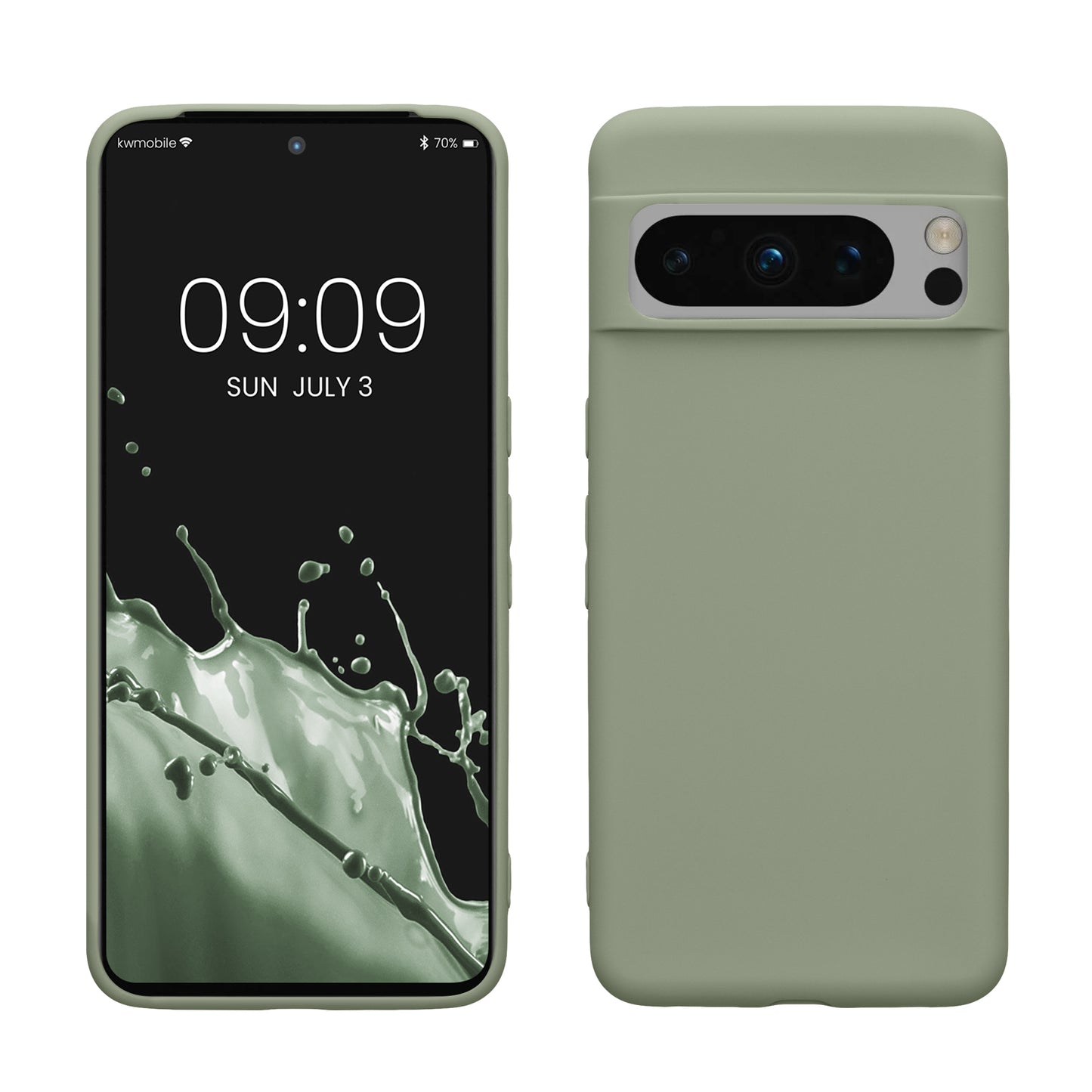 kwmobile Hülle kompatibel mit Google Pixel 8 Pro Hülle - weiches TPU Silikon Case - Cover geeignet für kabelloses Laden - Graugrün Graugrün  