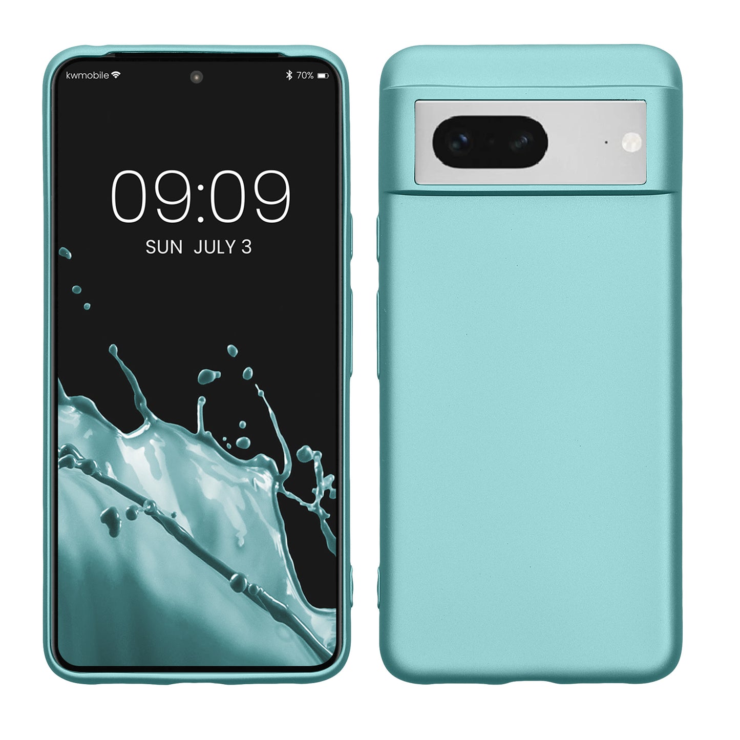 kwmobile Case kompatibel mit Google Pixel 8 Hülle - Schutzhülle aus Silikon metallisch schimmernd - Handyhülle Metallic Mintgrün Metallic Mintgrün  
