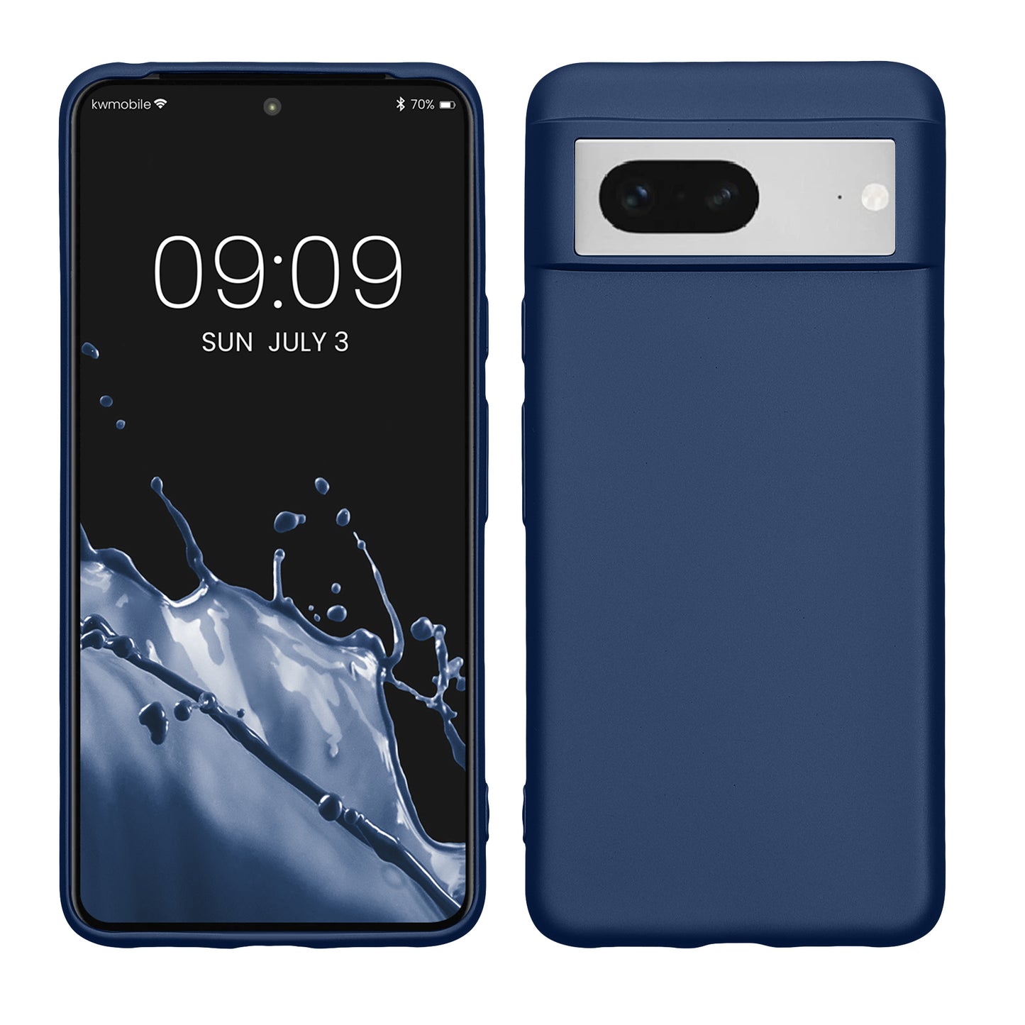 kwmobile Case kompatibel mit Google Pixel 8 Hülle - Schutzhülle aus Silikon metallisch schimmernd - Handyhülle Metallic Blau Metallic Blau  