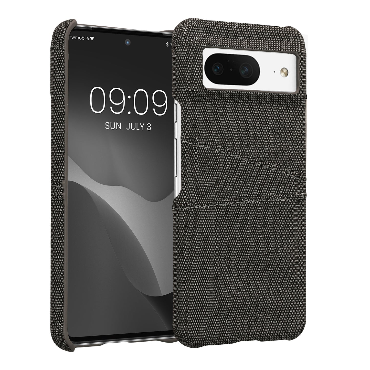 kwmobile Hülle kompatibel mit Google Pixel 8 - Handyhülle Handy Case - Stoff mit Kartenfach Grau Grau  