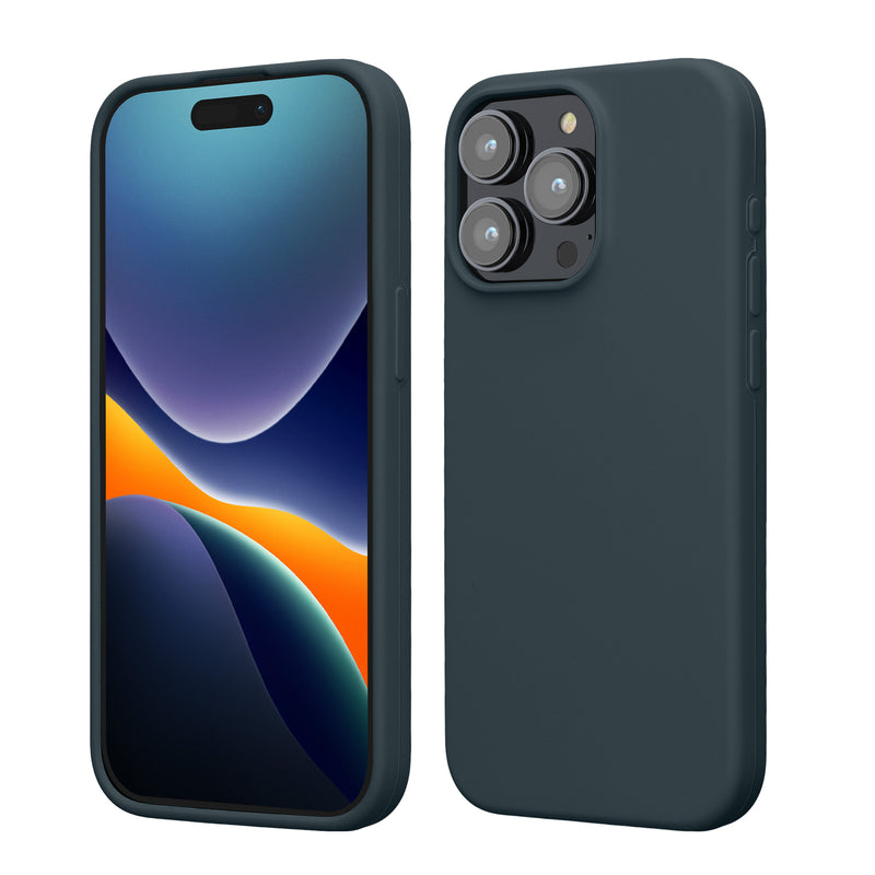 kwmobile Handyhülle für iPhone 15 Pro Max Hülle, für iPhone 15 Pro Max Case - Hülle Silikon - kabelloses Laden - Dunkler Schiefer Dunkler Schiefer  