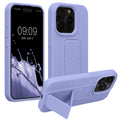 kwmobile Handyhülle kompatibel mit iPhone 15 Pro - Hülle mit Fingerhalter und Standfunktion - Silikon Case Handy Cover in Lavendel Lavendel  