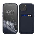 kwmobile Handyhülle kompatibel mit iPhone 15 Hülle - Handy Cover mit Fach für Karten - in Dunkelblau Dunkelblau  