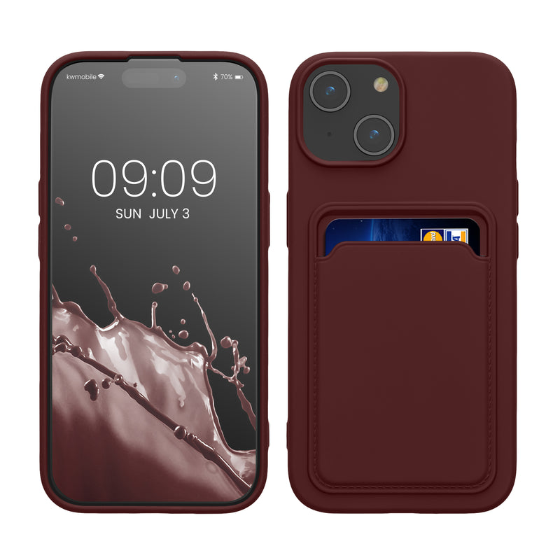kwmobile Handyhülle kompatibel mit iPhone 15 Hülle - Handy Cover mit Fach für Karten - in Tawny Red Tawny Red  