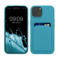 kwmobile Handyhülle kompatibel mit iPhone 15 Hülle - Handy Cover mit Fach für Karten - in Hellblau matt Hellblau matt  