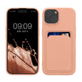 kwmobile Handyhülle kompatibel mit iPhone 15 Hülle - Handy Cover mit Fach für Karten - in Grapefruit Pink Grapefruit Pink  