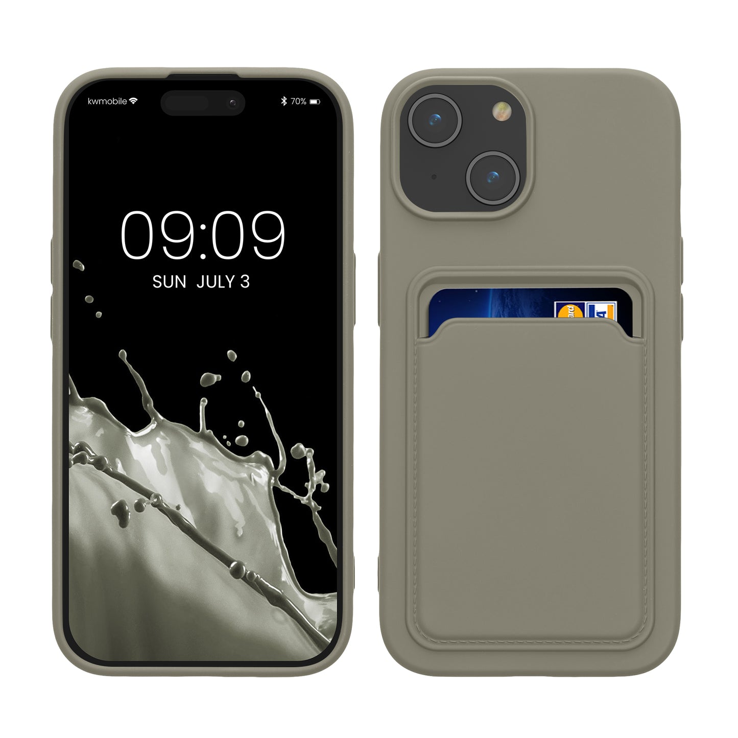 kwmobile Handyhülle kompatibel mit iPhone 15 Hülle - Handy Cover mit Fach für Karten - in Hellgrau matt Hellgrau matt  