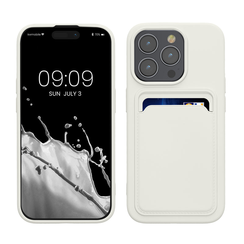 kwmobile Handyhülle kompatibel mit iPhone 15 Pro Hülle - Handy Cover mit Fach für Karten - in Weiß Weiß  