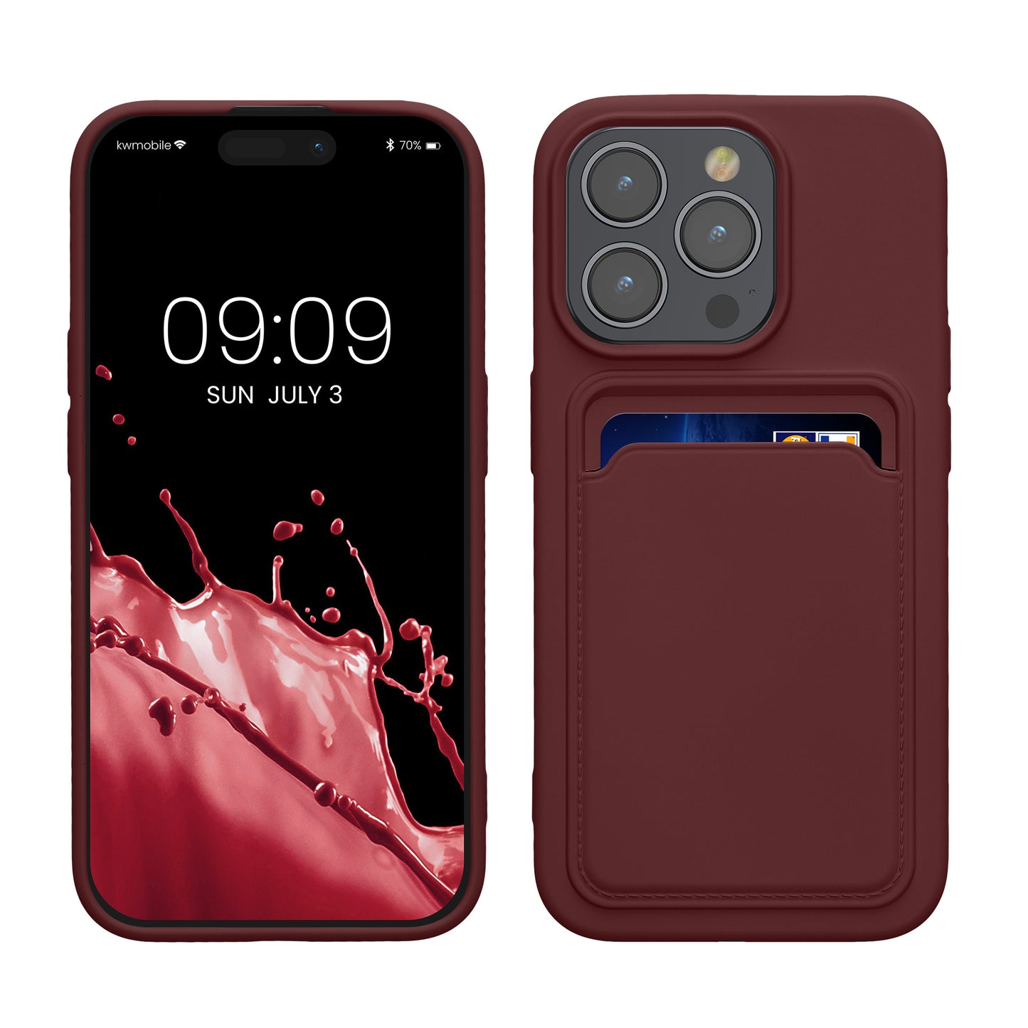 kwmobile Handyhülle kompatibel mit iPhone 15 Pro Hülle - Handy Cover mit Fach für Karten - in Tawny Red Tawny Red  