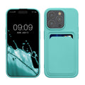 kwmobile Handyhülle kompatibel mit iPhone 15 Pro Hülle - Handy Cover mit Fach für Karten - in Mintgrün Mintgrün  