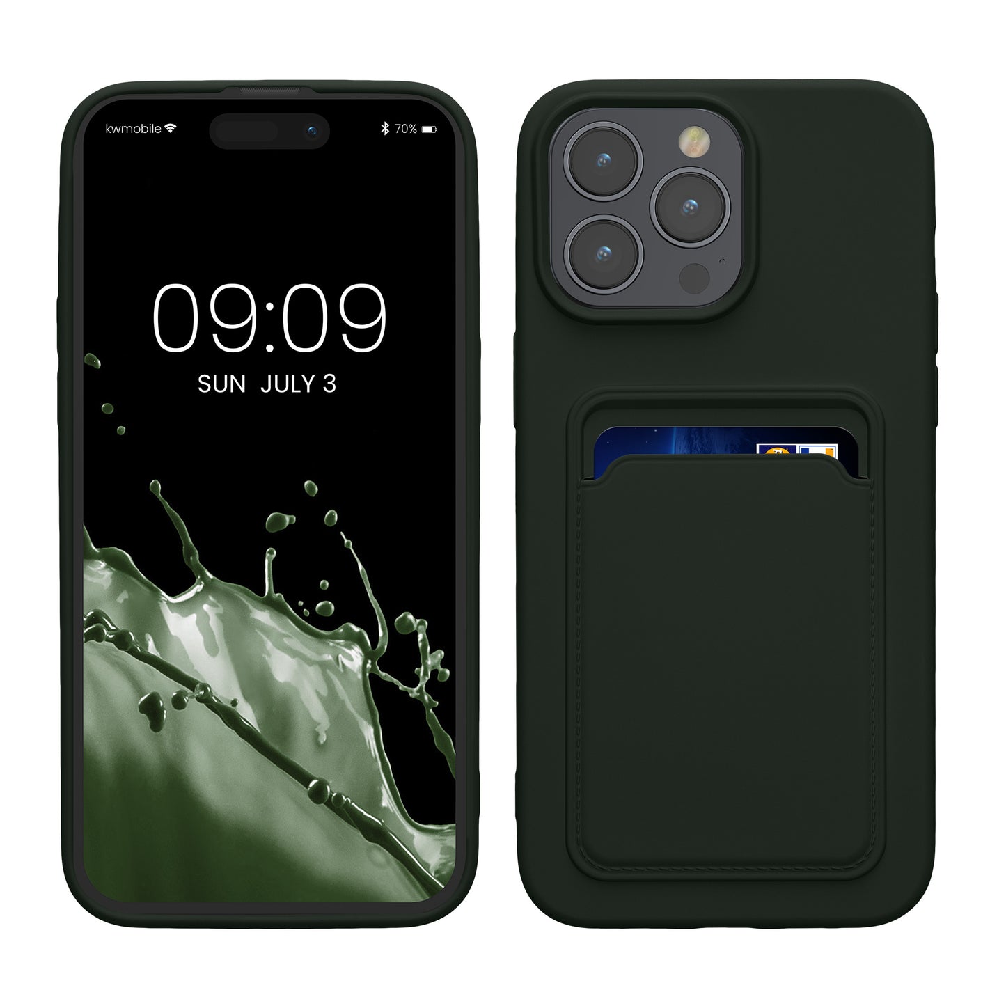 kwmobile Handyhülle kompatibel mit iPhone 15 Pro Max Hülle - Handy Cover mit Fach für Karten - in Dunkelgrün Dunkelgrün  