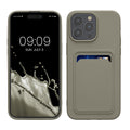 kwmobile Handyhülle kompatibel mit iPhone 15 Pro Max Hülle - Handy Cover mit Fach für Karten - in Hellgrau matt Hellgrau matt  