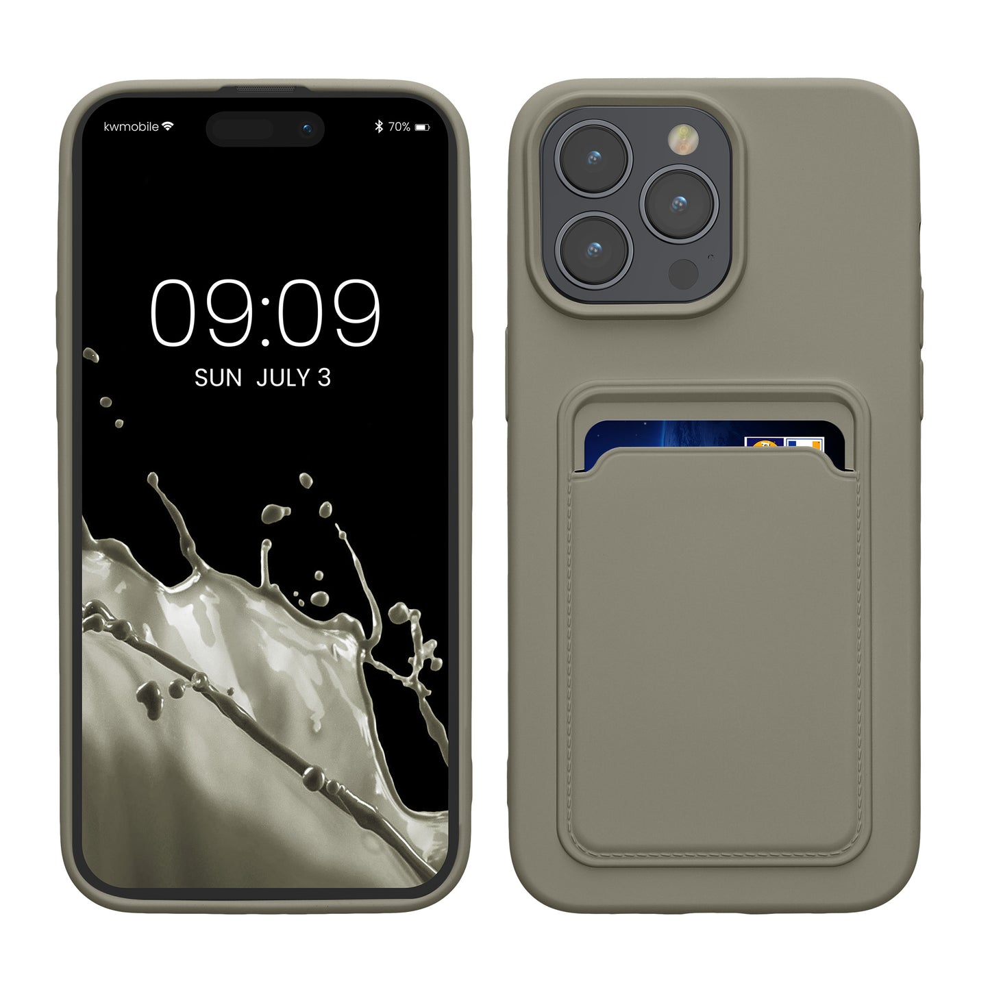 kwmobile Handyhülle kompatibel mit iPhone 15 Pro Max Hülle - Handy Cover mit Fach für Karten - in Hellgrau matt Hellgrau matt  