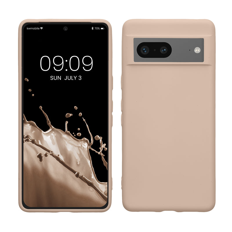kwmobile Hülle kompatibel mit Google Pixel 7 Hülle - gummierte TPU Silikon Handyhülle - Schutzhülle für kabelloses Laden - Case in Coconut Swirl Coconut Swirl  