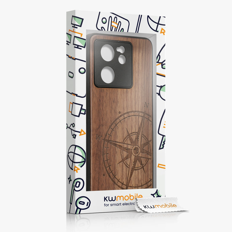 kwmobile Hülle kompatibel mit Xiaomi 13T / 13T Pro Hülle TPU Handyhülle Kompass Vintage