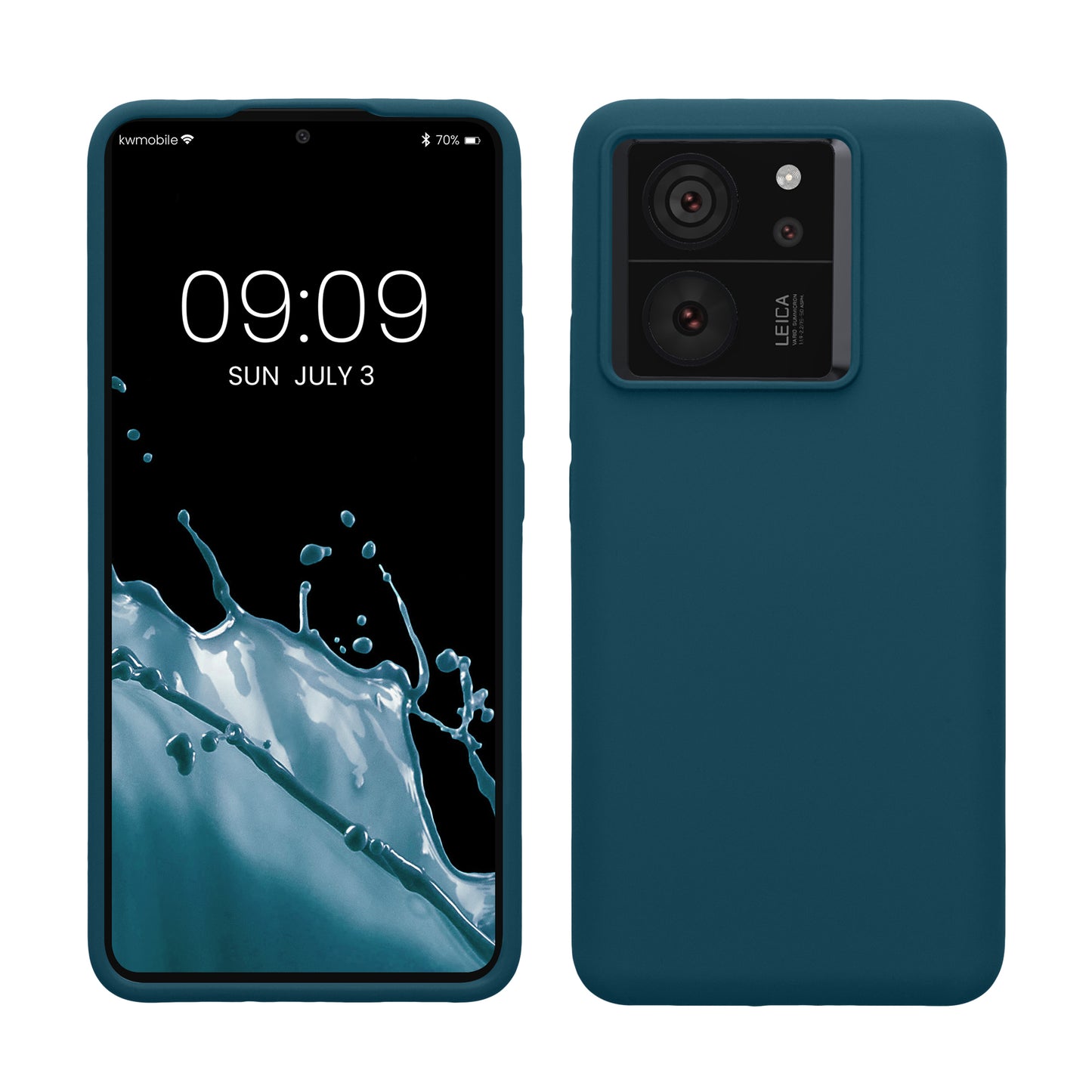 kwmobile Hülle kompatibel mit Xiaomi 13T / 13T Pro Hülle - Silikon Handy Case - Handyhülle weiche Oberfläche - kabelloses Laden - Petrol matt Petrol matt  