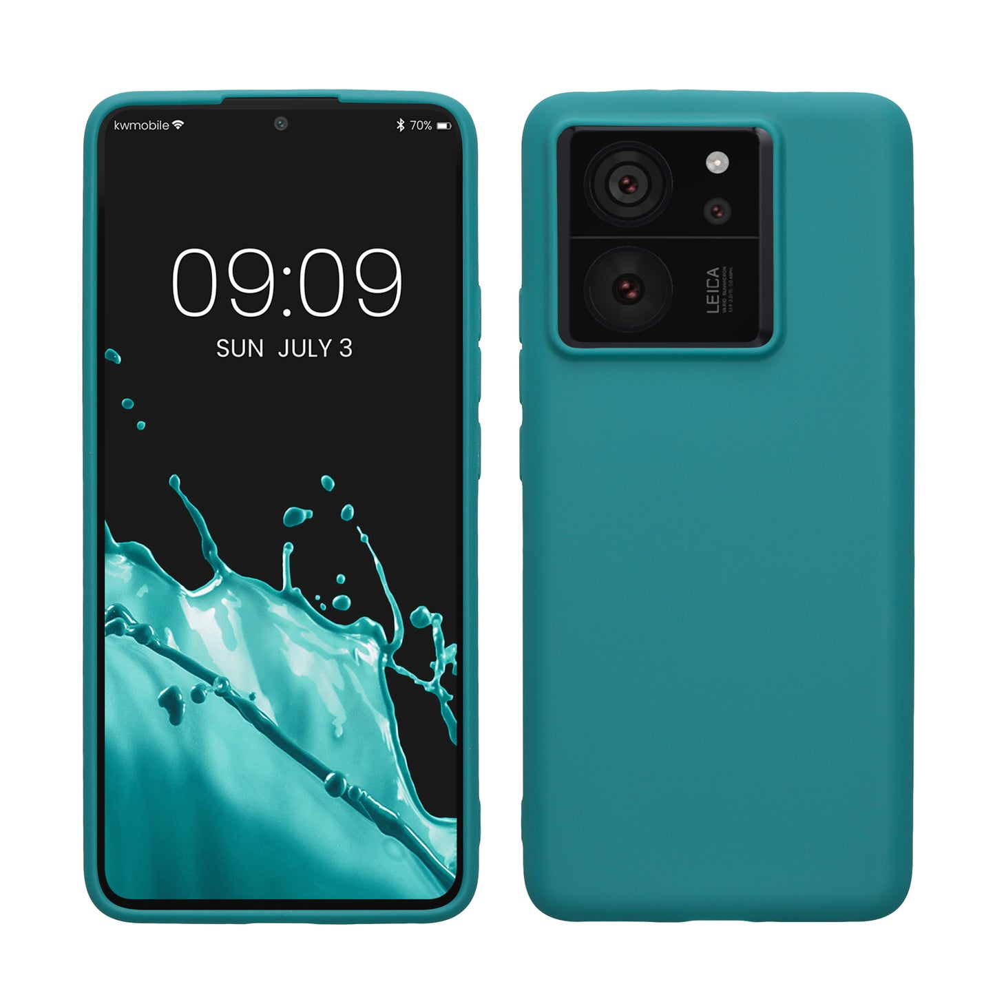 kwmobile Hülle kompatibel mit Xiaomi 13T / 13T Pro Hülle - weiches TPU Silikon Case - Cover geeignet für kabelloses Laden - Petrol matt Petrol matt  