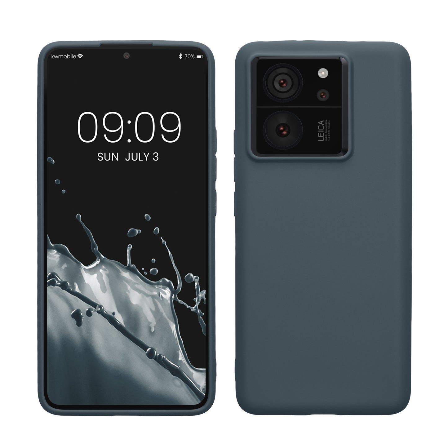 kwmobile Hülle kompatibel mit Xiaomi 13T / 13T Pro Hülle - weiches TPU Silikon Case - Cover geeignet für kabelloses Laden - Dunkler Schiefer Dunkler Schiefer  