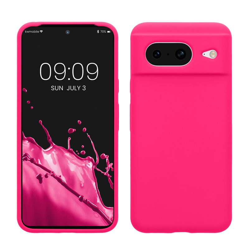 kwmobile Handyhülle für Google Pixel 8 Hülle, für Pixel 8 Case - Hülle Silikon - kabelloses Laden - Neon Pink Neon Pink  