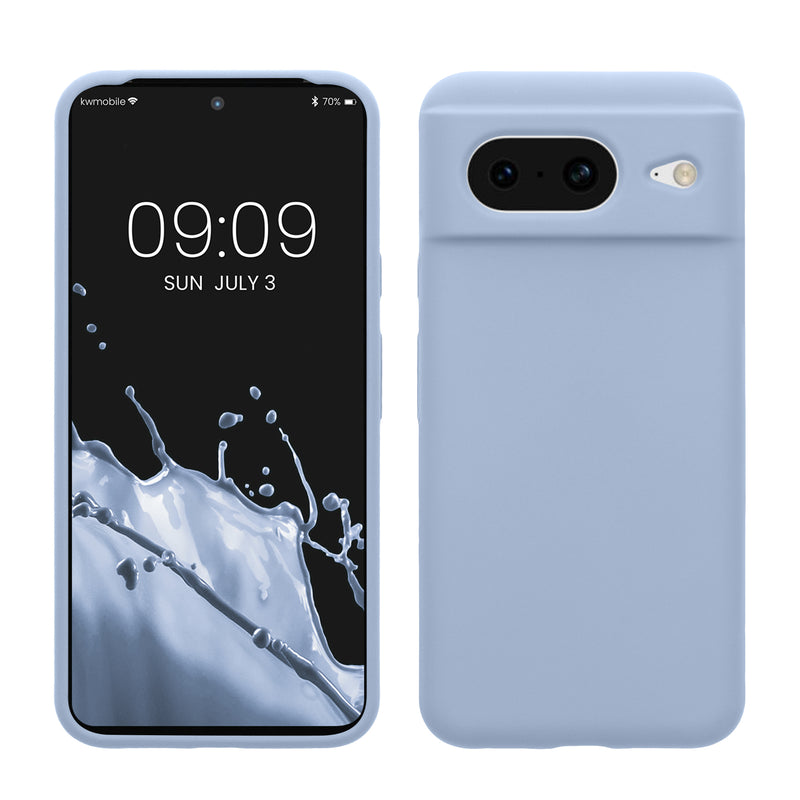kwmobile Handyhülle für Google Pixel 8 Hülle, für Pixel 8 Case - Hülle Silikon - kabelloses Laden - Hellblau matt Hellblau matt  